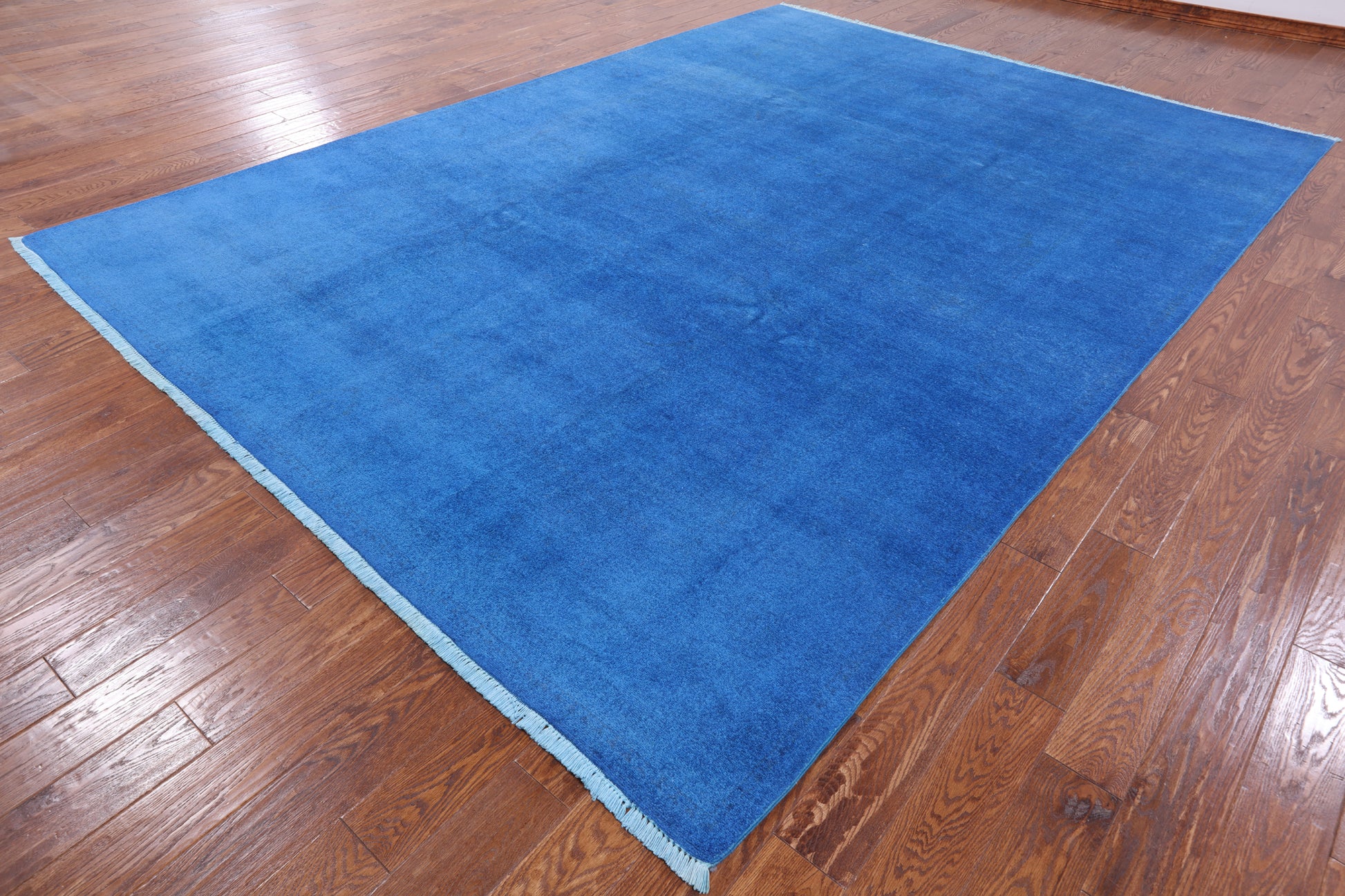 Blue Full Pile Overdyed Handmade Wool Area Rug - 9' 1" X 12' 5" - Golden Nile