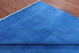 Blue Full Pile Overdyed Handmade Wool Area Rug - 9' 1" X 12' 5" - Golden Nile