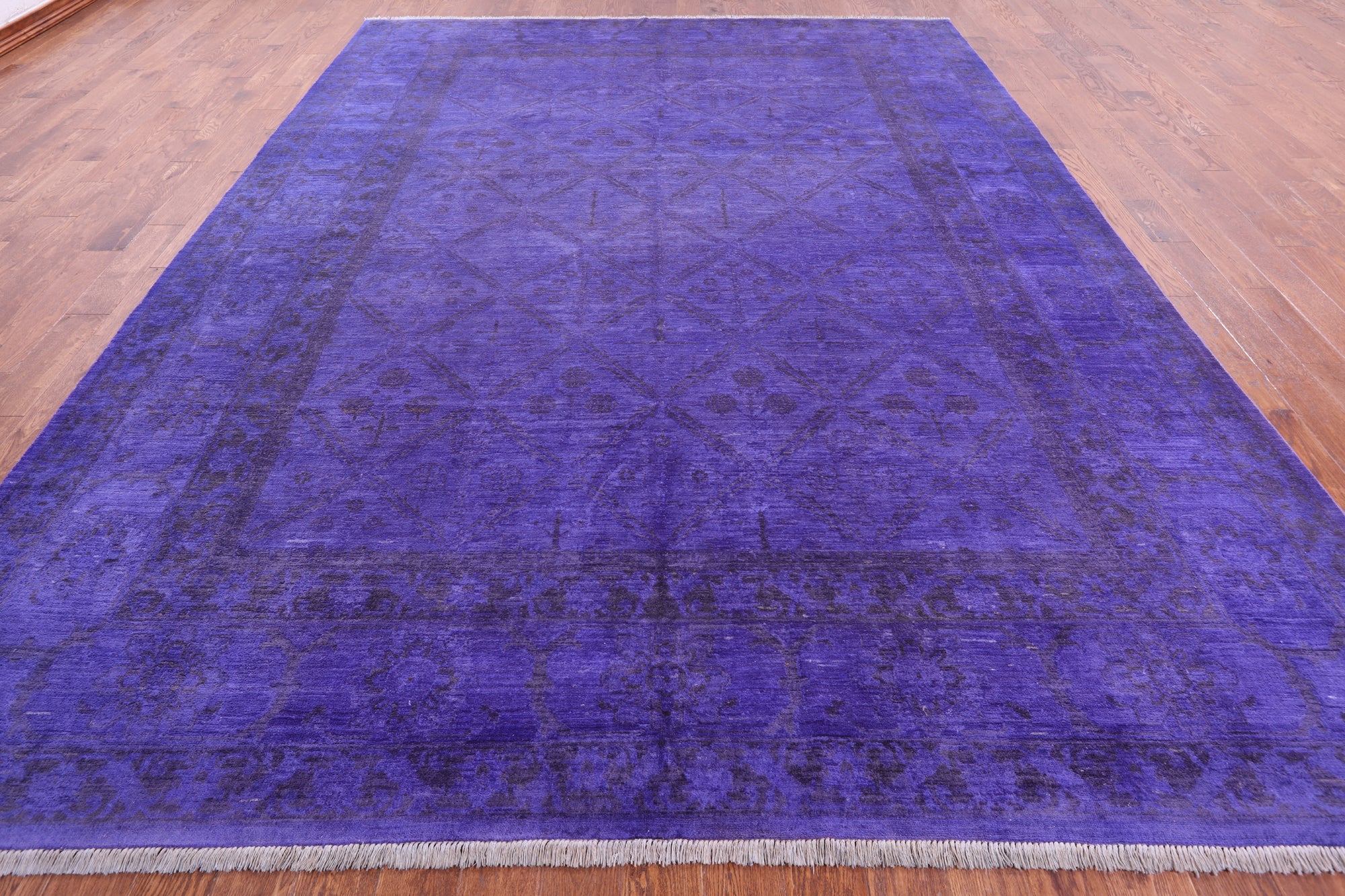 Purple Full Pile Overdyed Handmade Wool Area Rug - 10' 0" X 13' 1" - Golden Nile