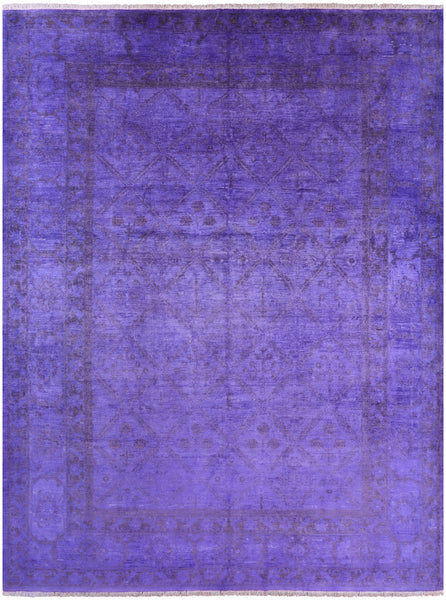 Purple Full Pile Overdyed Handmade Wool Area Rug - 10' 0" X 13' 1" - Golden Nile