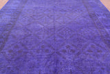 Purple Full Pile Overdyed Handmade Wool Area Rug - 10' 0" X 13' 1" - Golden Nile