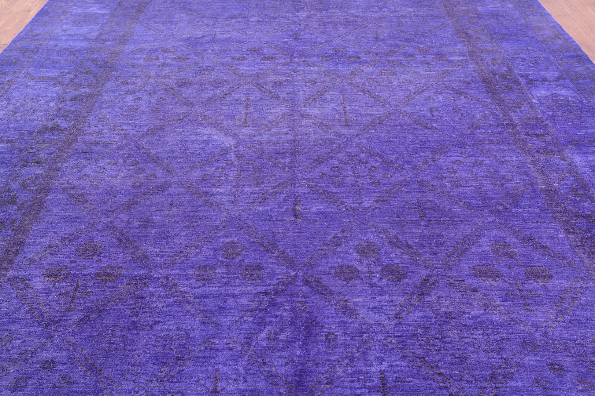 Purple Full Pile Overdyed Handmade Wool Area Rug - 10' 0" X 13' 1" - Golden Nile