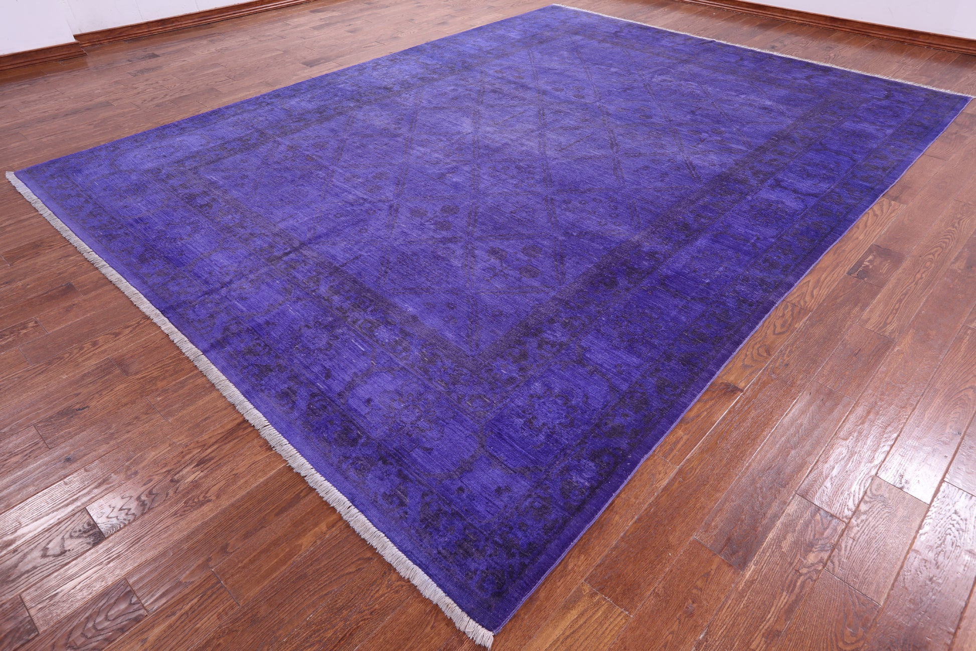 Purple Full Pile Overdyed Handmade Wool Area Rug - 10' 0" X 13' 1" - Golden Nile