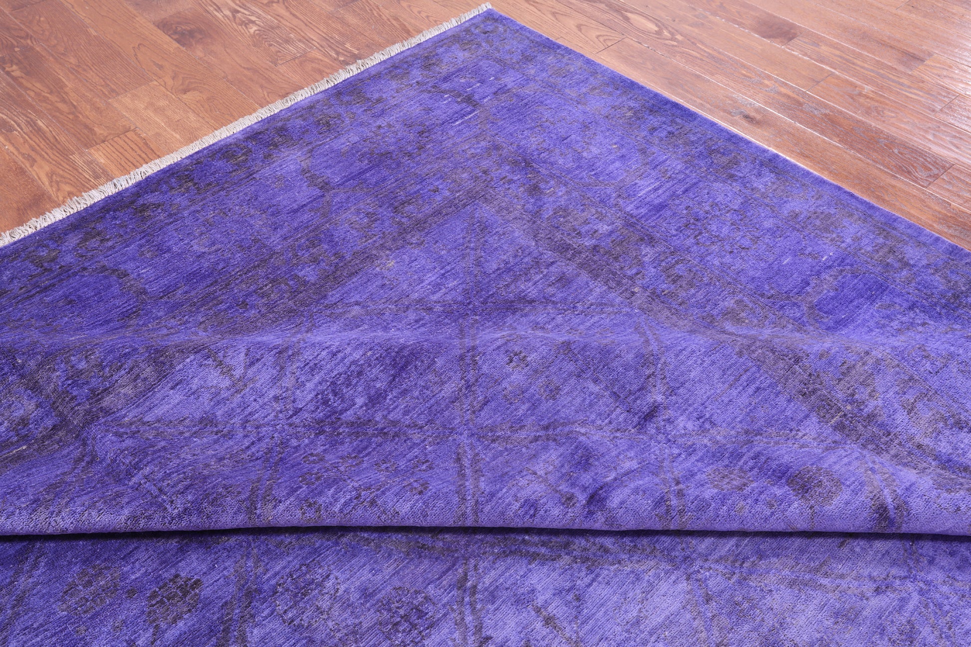 Purple Full Pile Overdyed Handmade Wool Area Rug - 10' 0" X 13' 1" - Golden Nile