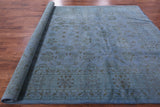 Blue Full Pile Overdyed Hand Knotted Wool Rug - 8' 7" X 11' 3" - Golden Nile