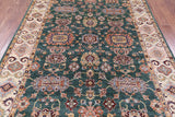 Green Peshawar Hand Knotted Wool Rug - 6' 9" X 9' 8" - Golden Nile