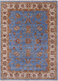Blue Persian Tabriz Hand Knotted Wool Rug - 6' 11" X 9' 7" - Golden Nile