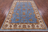 Blue Persian Tabriz Hand Knotted Wool Rug - 6' 11" X 9' 7" - Golden Nile