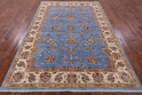 Blue Persian Tabriz Hand Knotted Wool Rug - 6' 11" X 9' 7" - Golden Nile