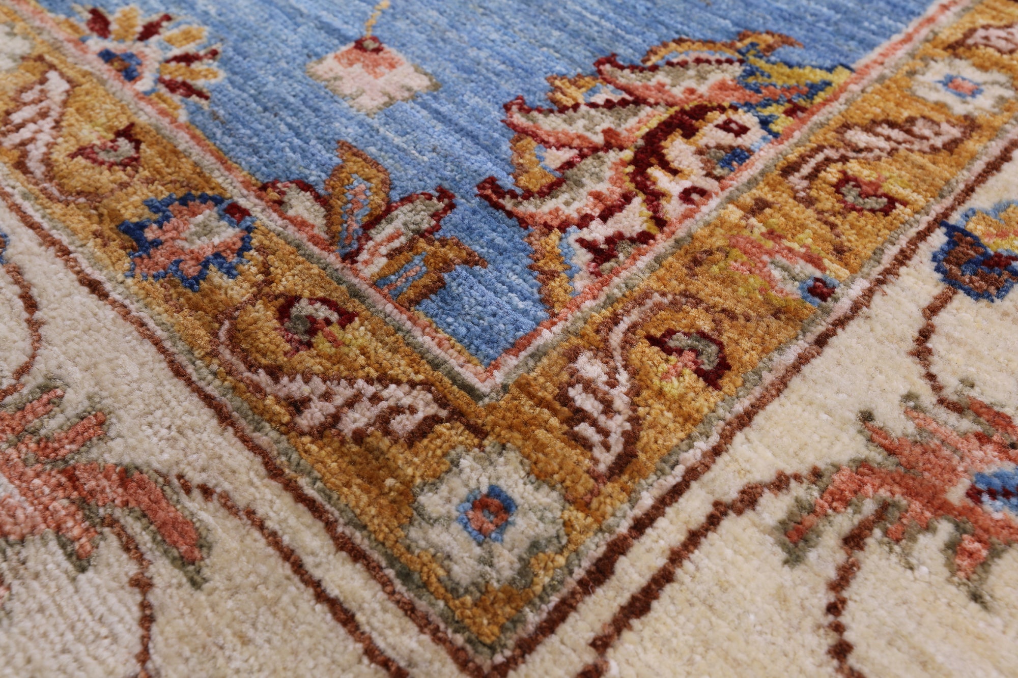 Blue Persian Tabriz Hand Knotted Wool Rug - 6' 11" X 9' 7" - Golden Nile