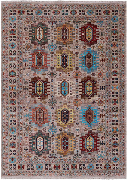 Turkmen Ersari Hand Knotted Wool Rug - 7' 0" X 9' 8" - Golden Nile