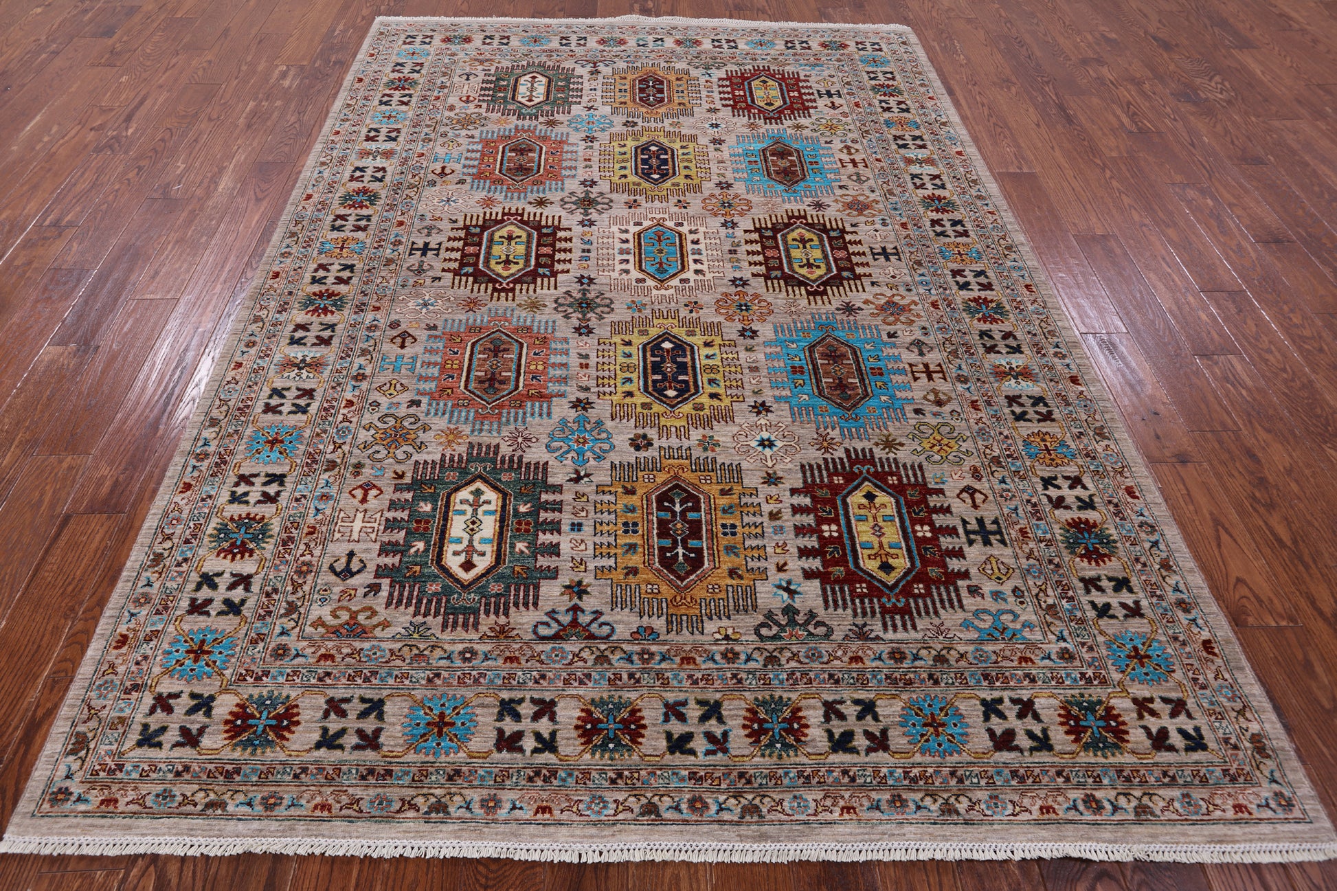 Turkmen Ersari Hand Knotted Wool Rug - 7' 0" X 9' 8" - Golden Nile