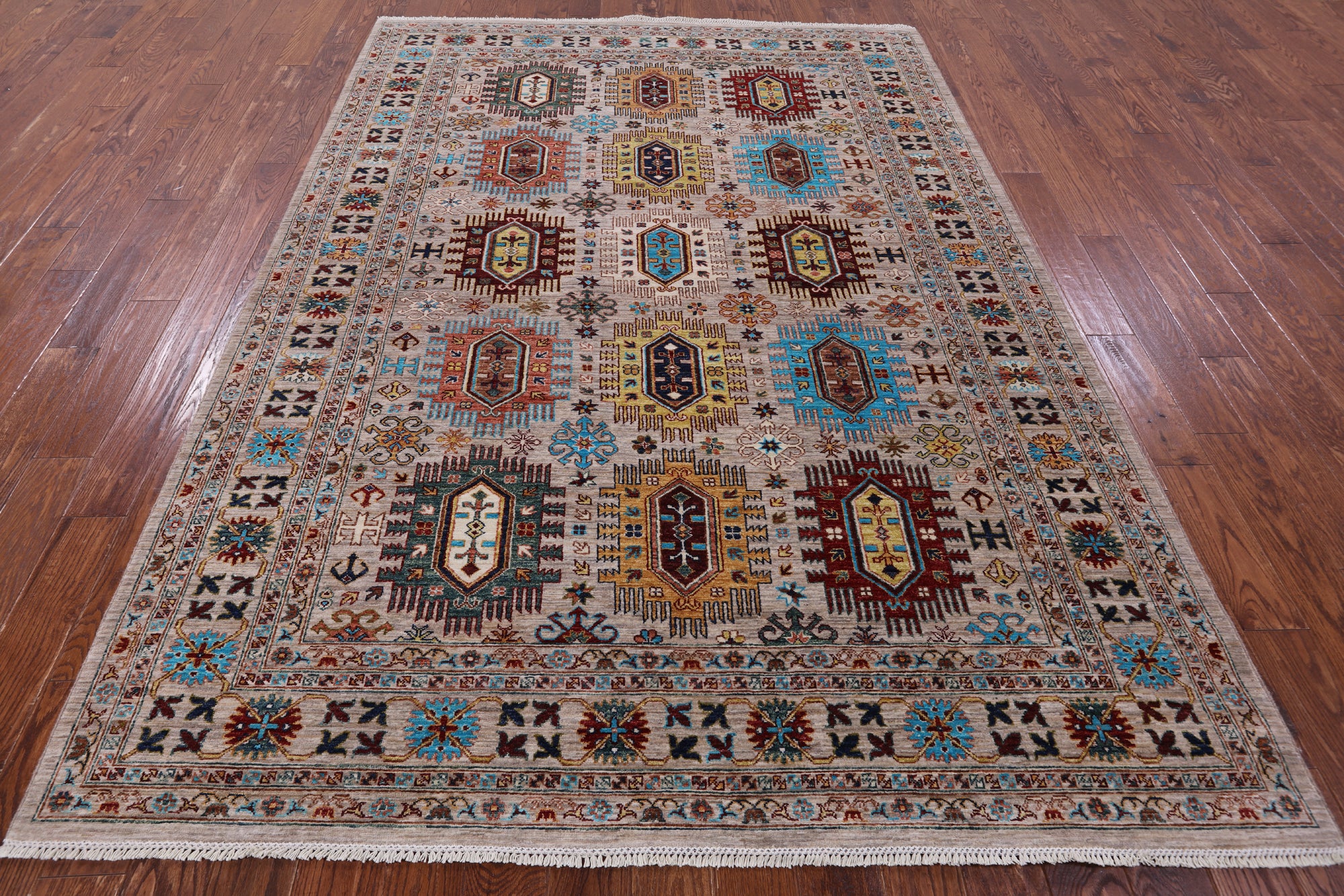Turkmen Ersari Hand Knotted Wool Rug - 7' 0" X 9' 8" - Golden Nile
