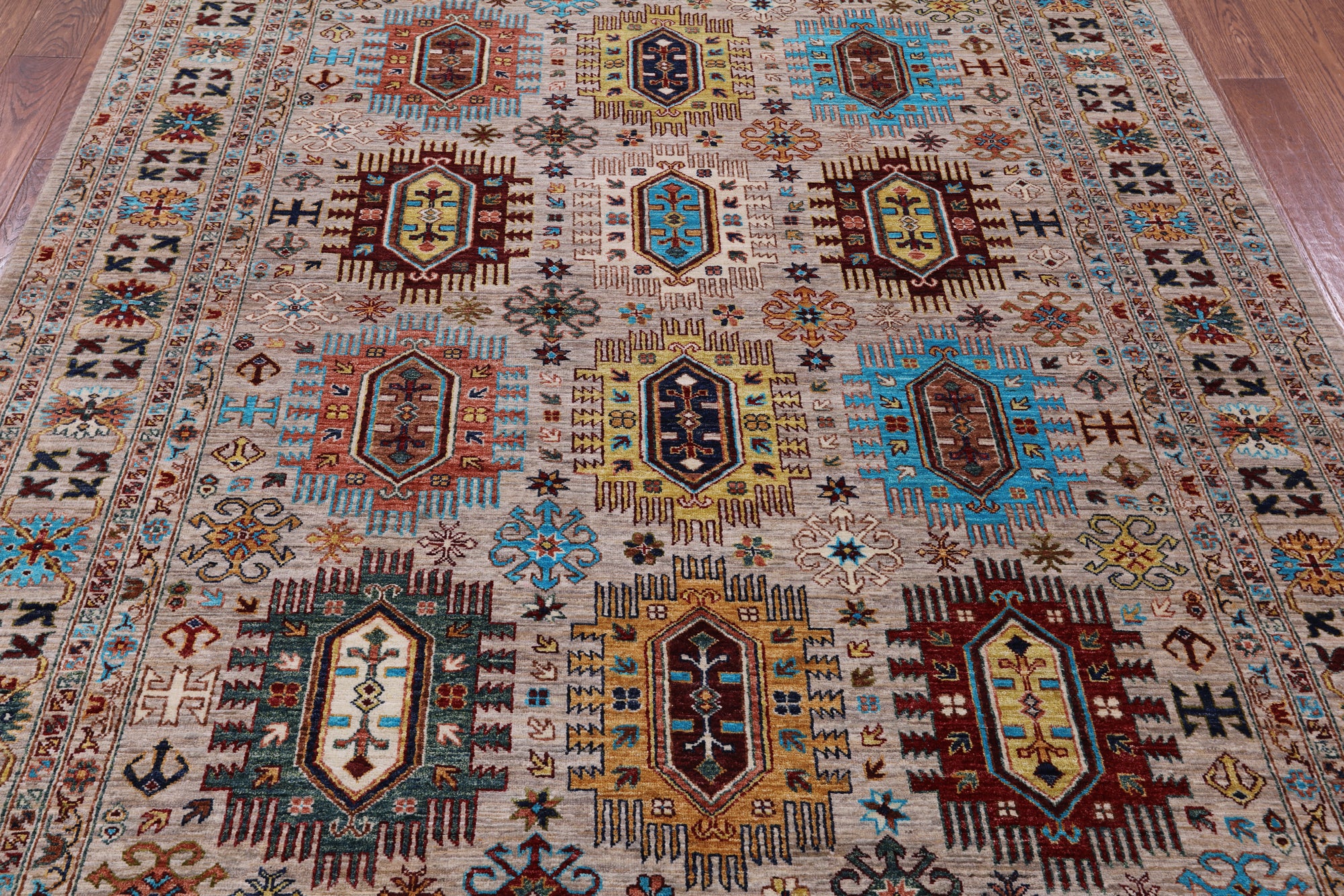 Turkmen Ersari Hand Knotted Wool Rug - 7' 0" X 9' 8" - Golden Nile