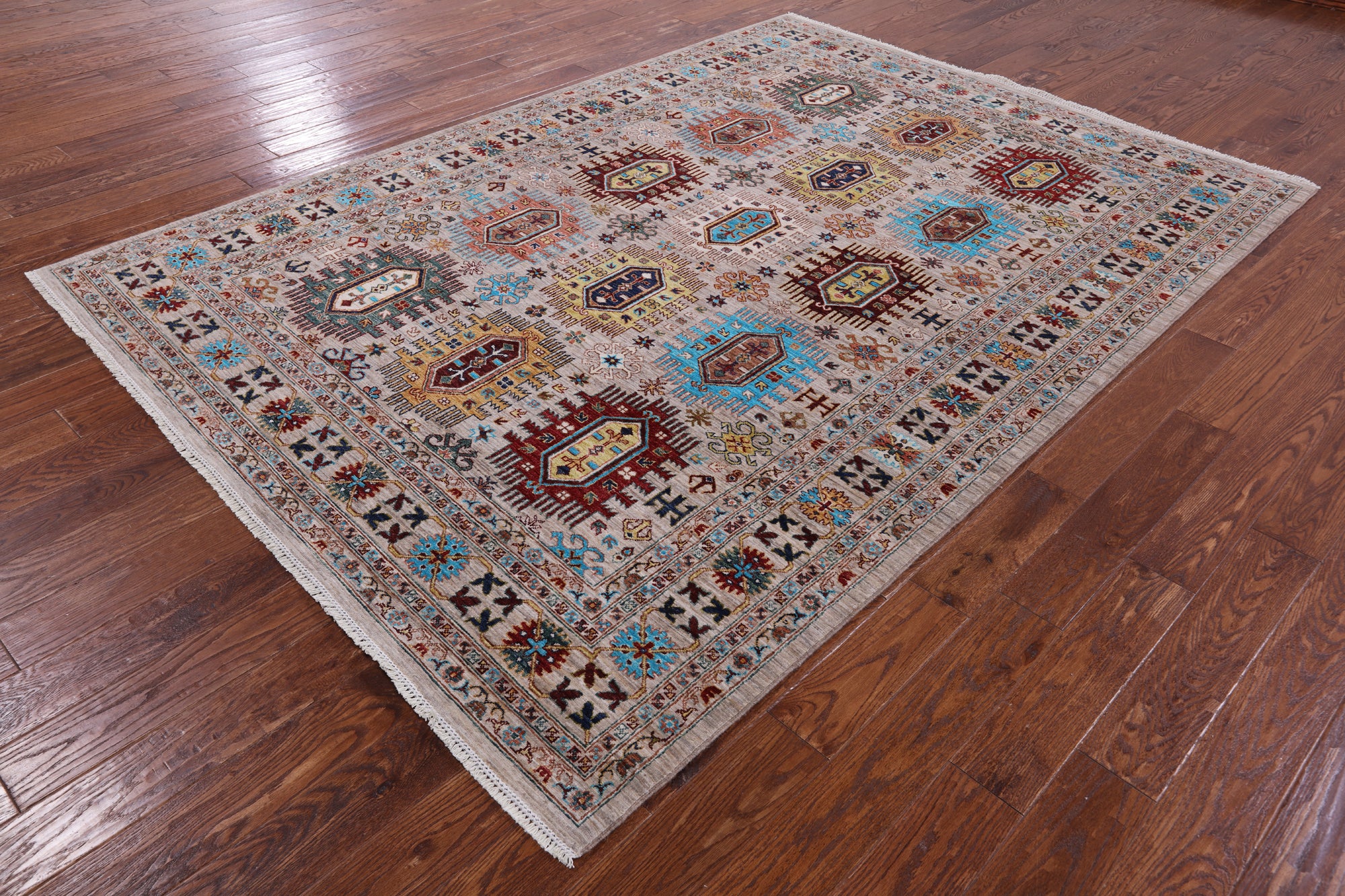 Turkmen Ersari Hand Knotted Wool Rug - 7' 0" X 9' 8" - Golden Nile