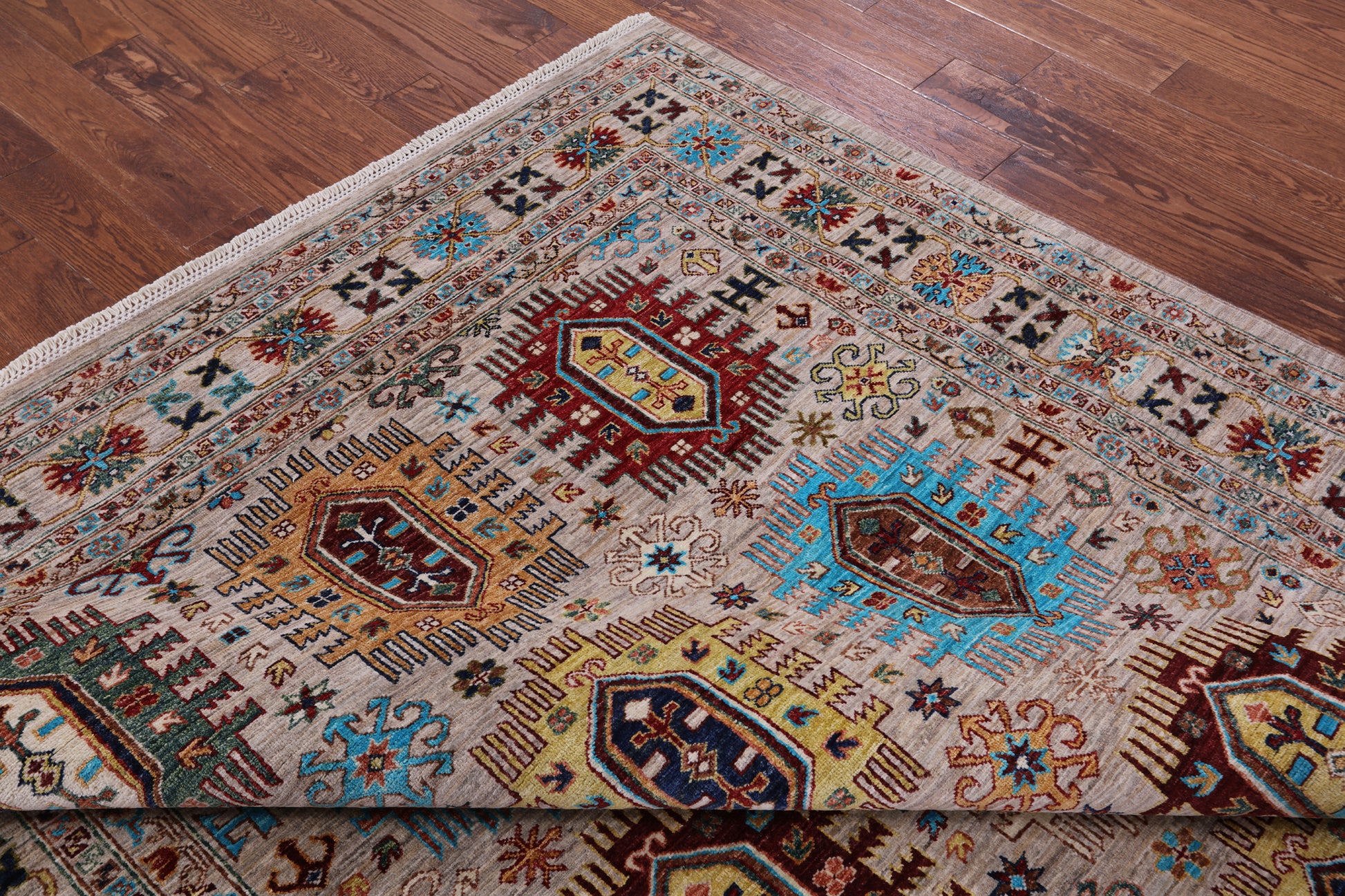 Turkmen Ersari Hand Knotted Wool Rug - 7' 0" X 9' 8" - Golden Nile