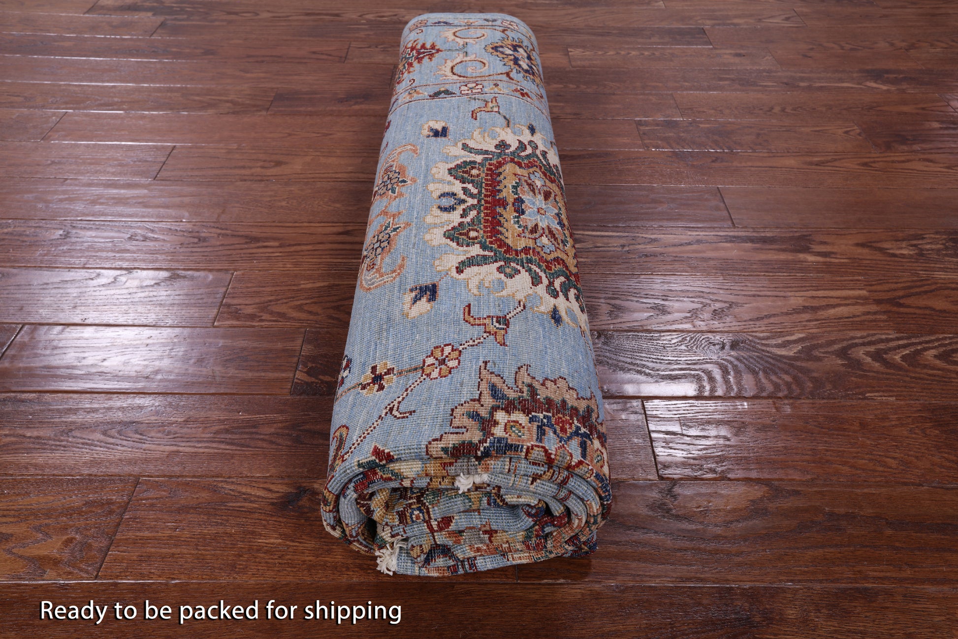 Blue Peshawar Handmade Wool Rug - 7' 0" X 9' 9" - Golden Nile
