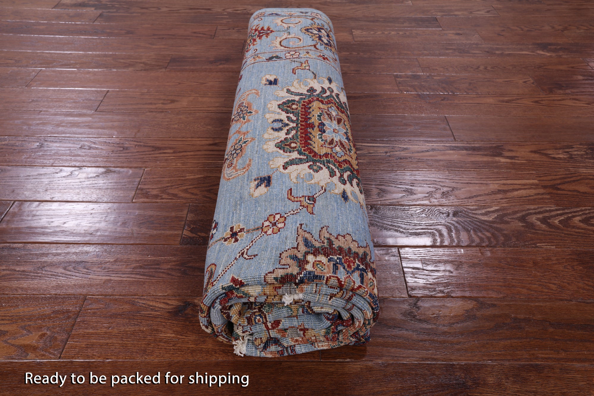 Blue Peshawar Handmade Wool Rug - 7' 0" X 9' 9" - Golden Nile