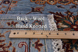 Blue Peshawar Handmade Wool Rug - 7' 0" X 9' 9" - Golden Nile