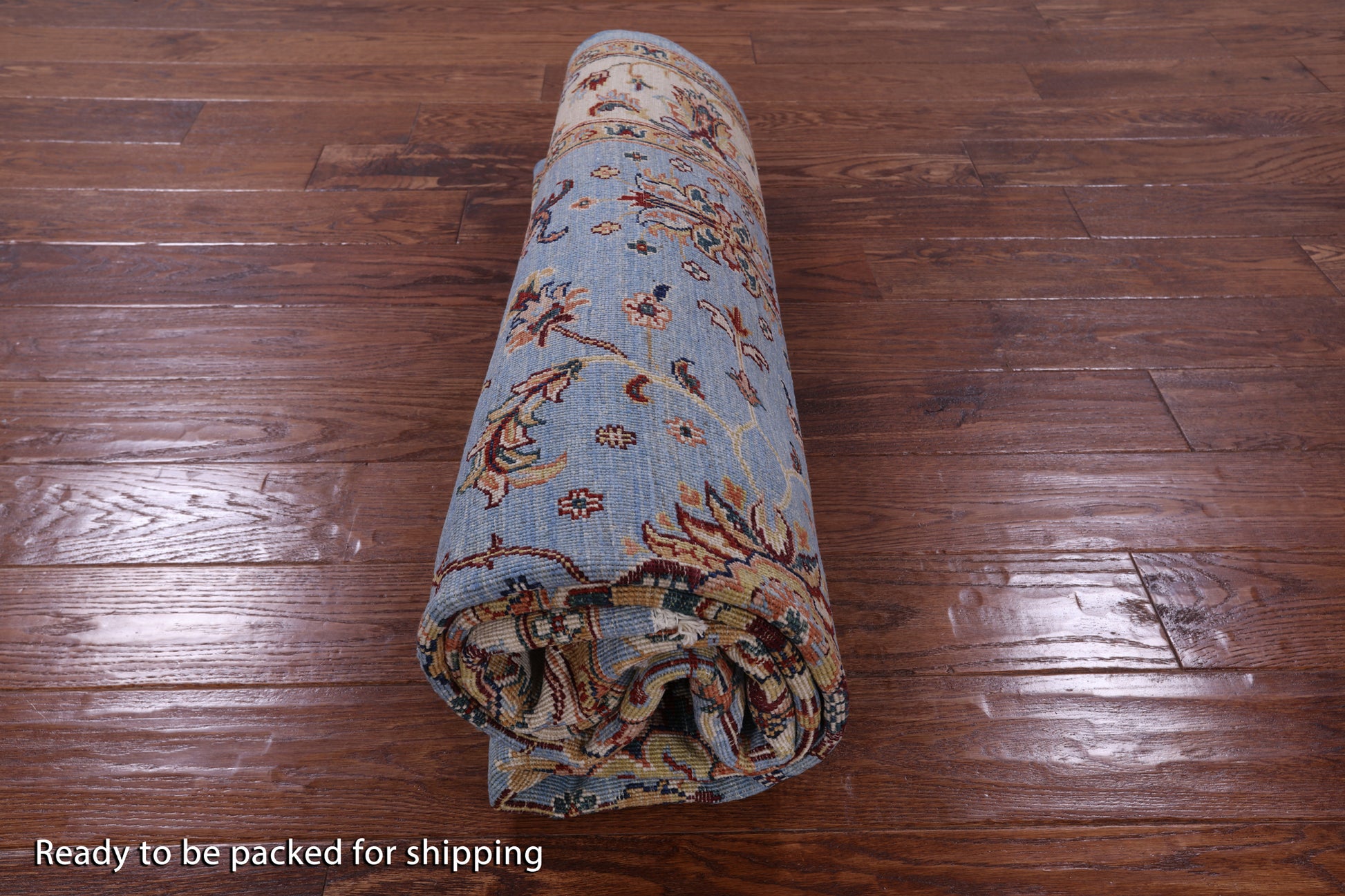 Blue Peshawar Hand Knotted Wool Rug - 5' 9" X 7' 11" - Golden Nile