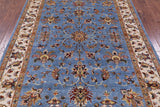 Blue Peshawar Hand Knotted Wool Rug - 5' 9" X 7' 11" - Golden Nile