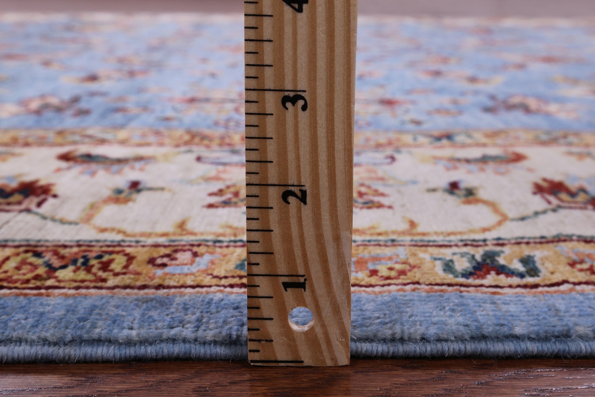 Blue Peshawar Hand Knotted Wool Rug - 5' 9" X 7' 11" - Golden Nile