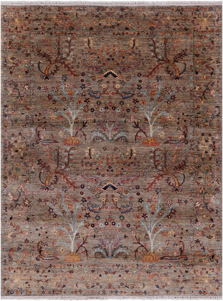 Peshawar Hand Knotted Wool Rug - 5' 1" X 6' 9" - Golden Nile