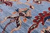Blue Peshawar Handmade Wool Rug - 5' 0" X 6' 6" - Golden Nile