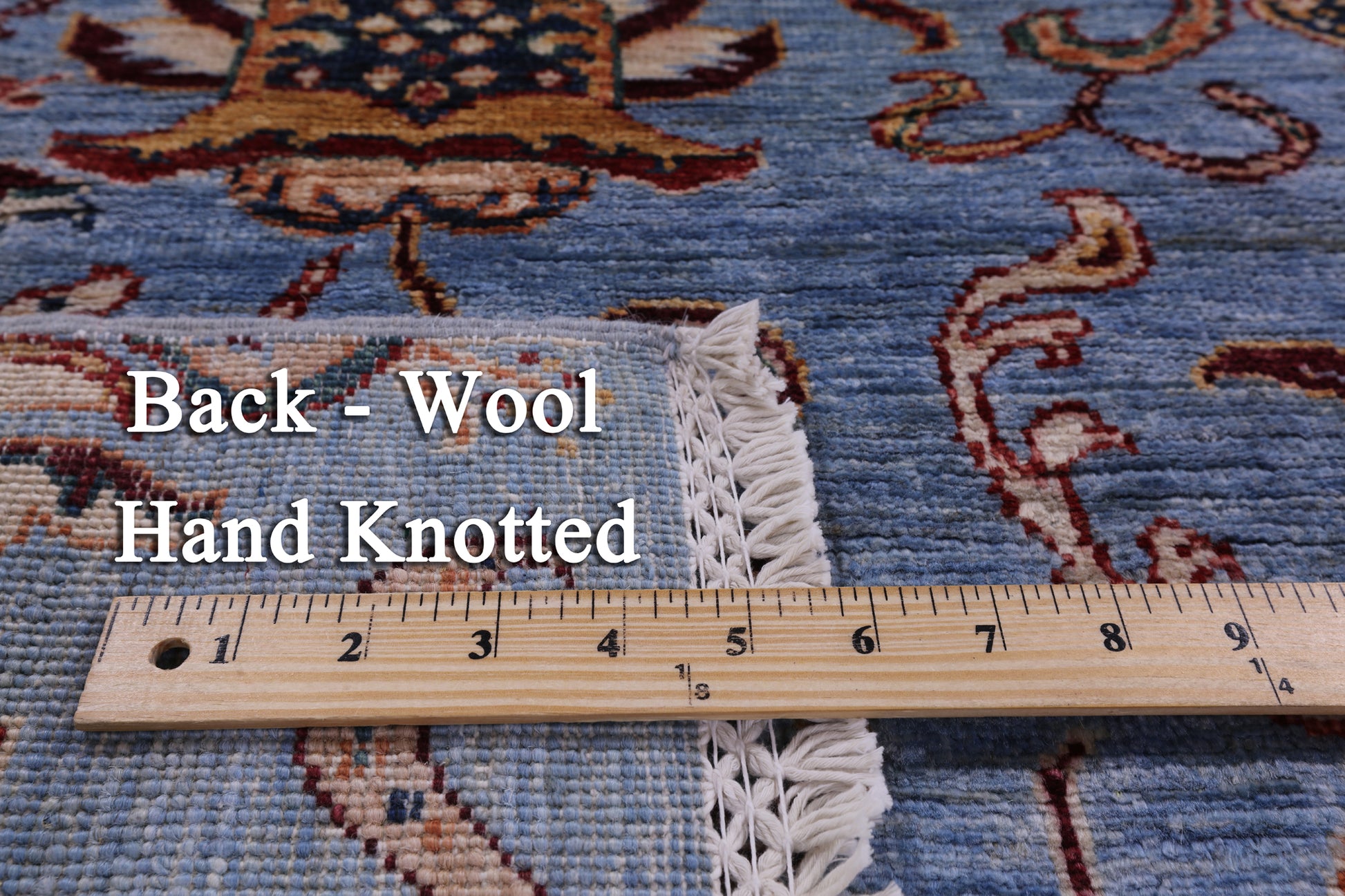 Blue Peshawar Handmade Wool Rug - 5' 0" X 6' 6" - Golden Nile