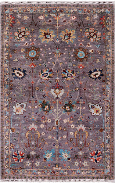 Peshawar Hand Knotted Wool Rug - 4' 2" X 6' 3" - Golden Nile