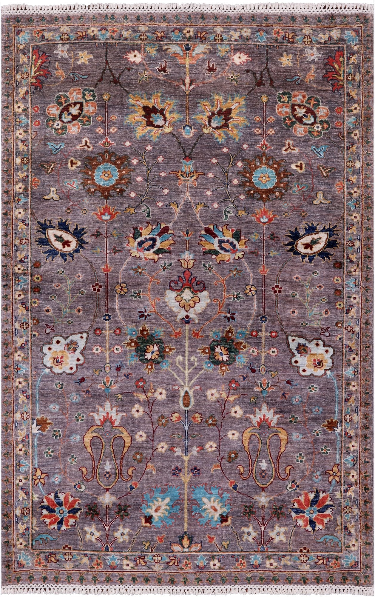 Peshawar Hand Knotted Wool Rug - 4' 2" X 6' 3" - Golden Nile