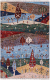Tribal Persian Gabbeh Hand Knotted Wool Rug - 3' 4" X 5' 1" - Golden Nile