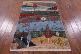Tribal Persian Gabbeh Hand Knotted Wool Rug - 3' 4" X 5' 1" - Golden Nile