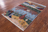 Tribal Persian Gabbeh Hand Knotted Wool Rug - 3' 4" X 5' 1" - Golden Nile