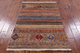 Khorjin Persian Gabbeh Hand Knotted Wool Rug - 3' 5" X 5' 0" - Golden Nile