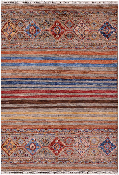 Khorjin Persian Gabbeh Hand Knotted Wool Rug - 3' 5" X 5' 0" - Golden Nile