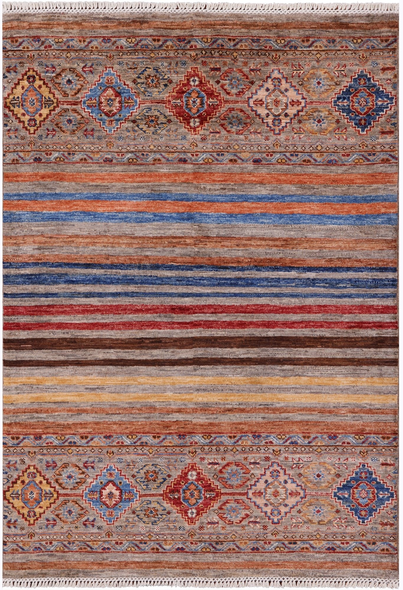 Khorjin Persian Gabbeh Hand Knotted Wool Rug - 3' 5" X 5' 0" - Golden Nile