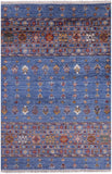 Blue Khorjin Persian Gabbeh Hand Knotted Wool Rug - 3' 5" X 5' 1" - Golden Nile