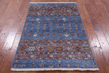 Blue Khorjin Persian Gabbeh Hand Knotted Wool Rug - 3' 5" X 5' 1" - Golden Nile