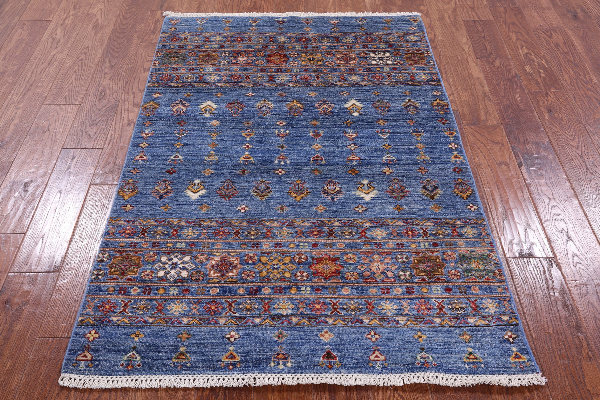 Blue Khorjin Persian Gabbeh Hand Knotted Wool Rug - 3' 5" X 5' 1" - Golden Nile