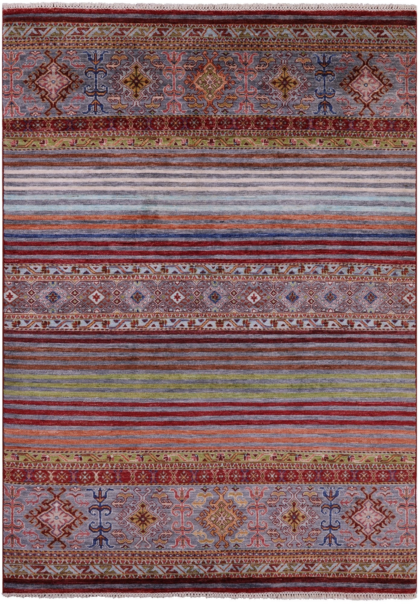 Khorjin Persian Gabbeh Hand Knotted Wool Rug - 5' 10" X 8' 1" - Golden Nile