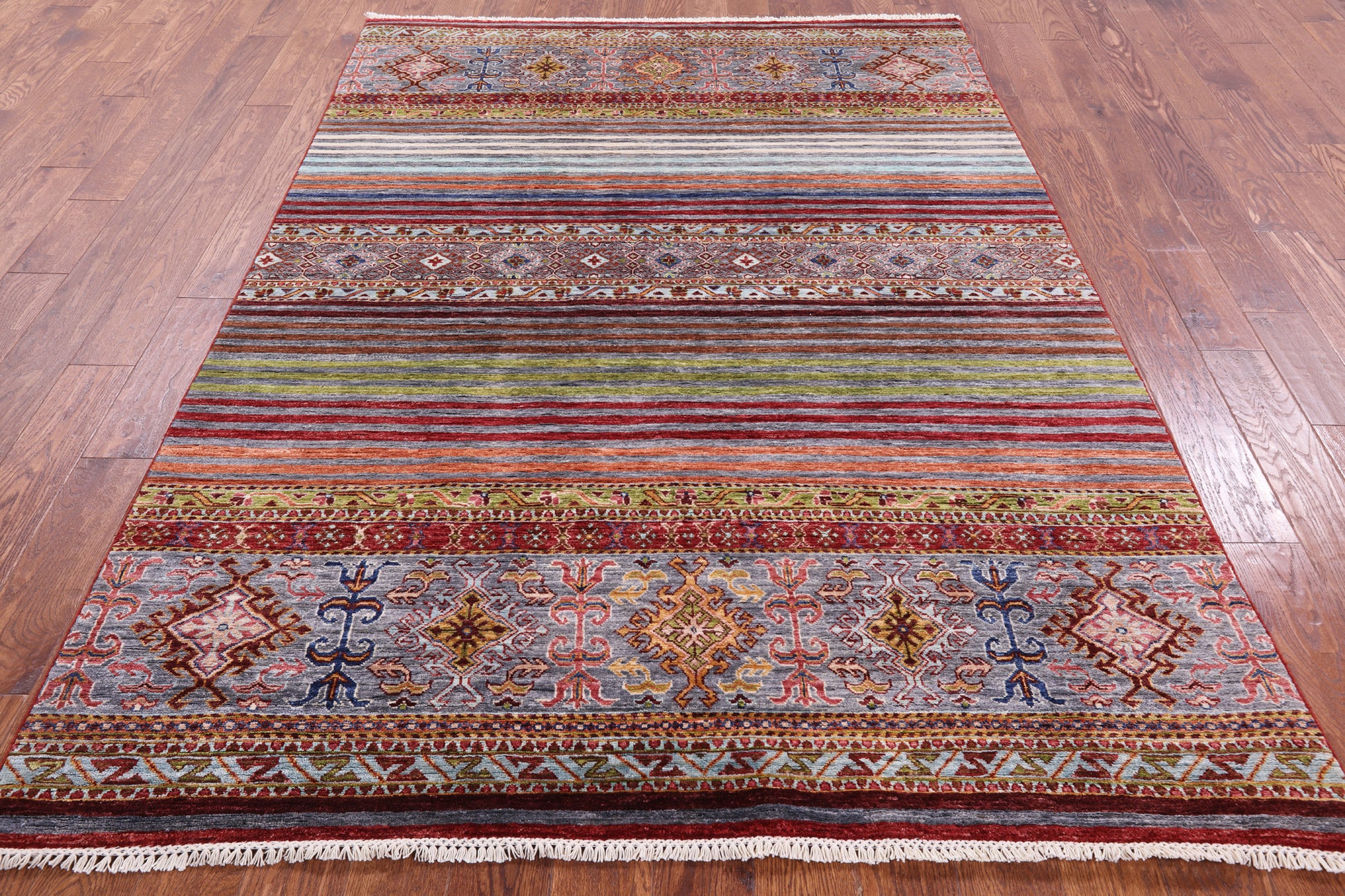 Khorjin Persian Gabbeh Hand Knotted Wool Rug - 5' 10" X 8' 1" - Golden Nile