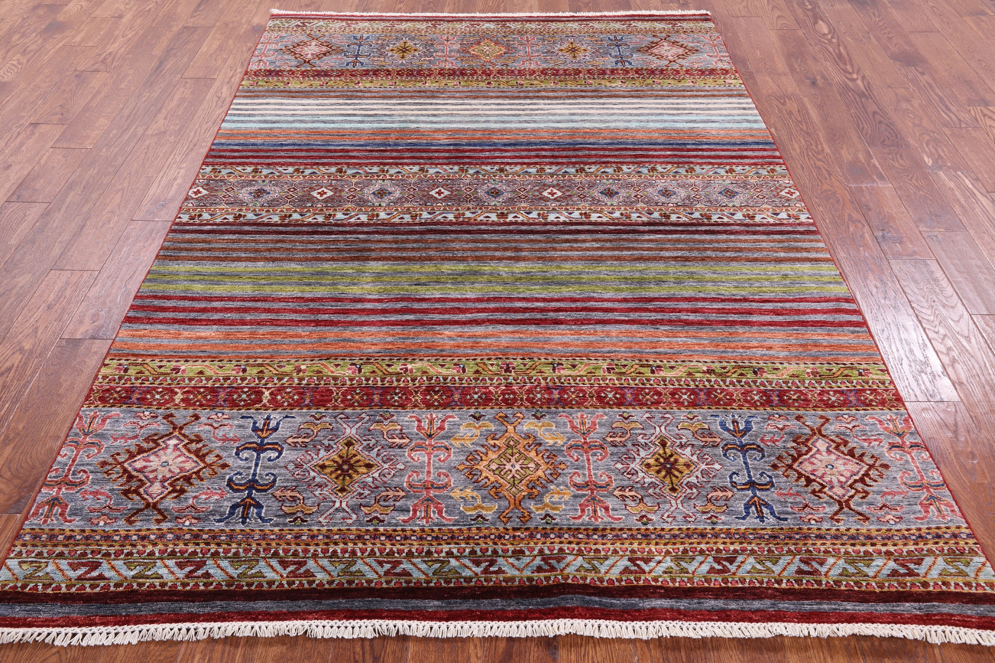 Khorjin Persian Gabbeh Hand Knotted Wool Rug - 5' 10" X 8' 1" - Golden Nile