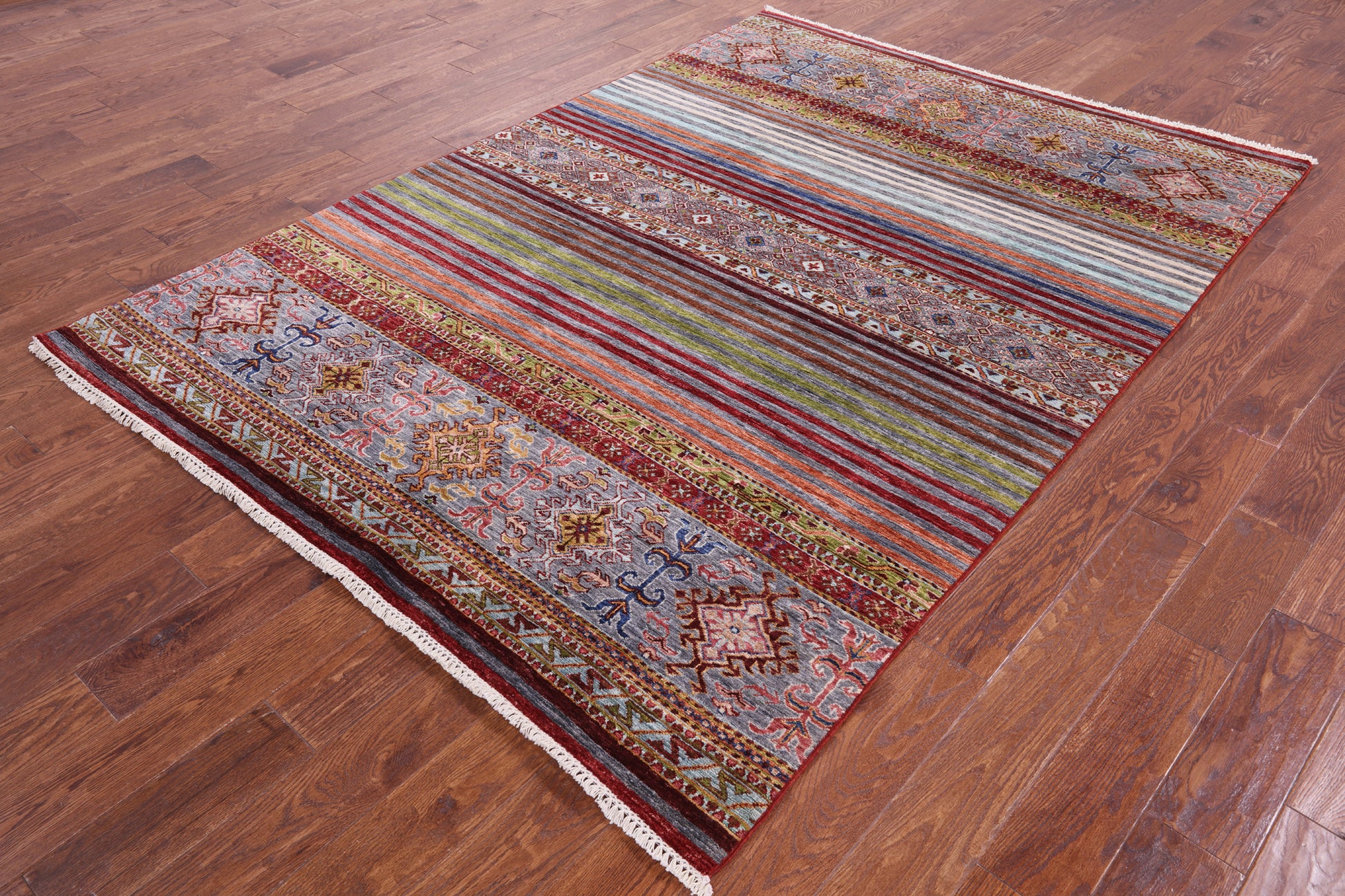Khorjin Persian Gabbeh Hand Knotted Wool Rug - 5' 10" X 8' 1" - Golden Nile
