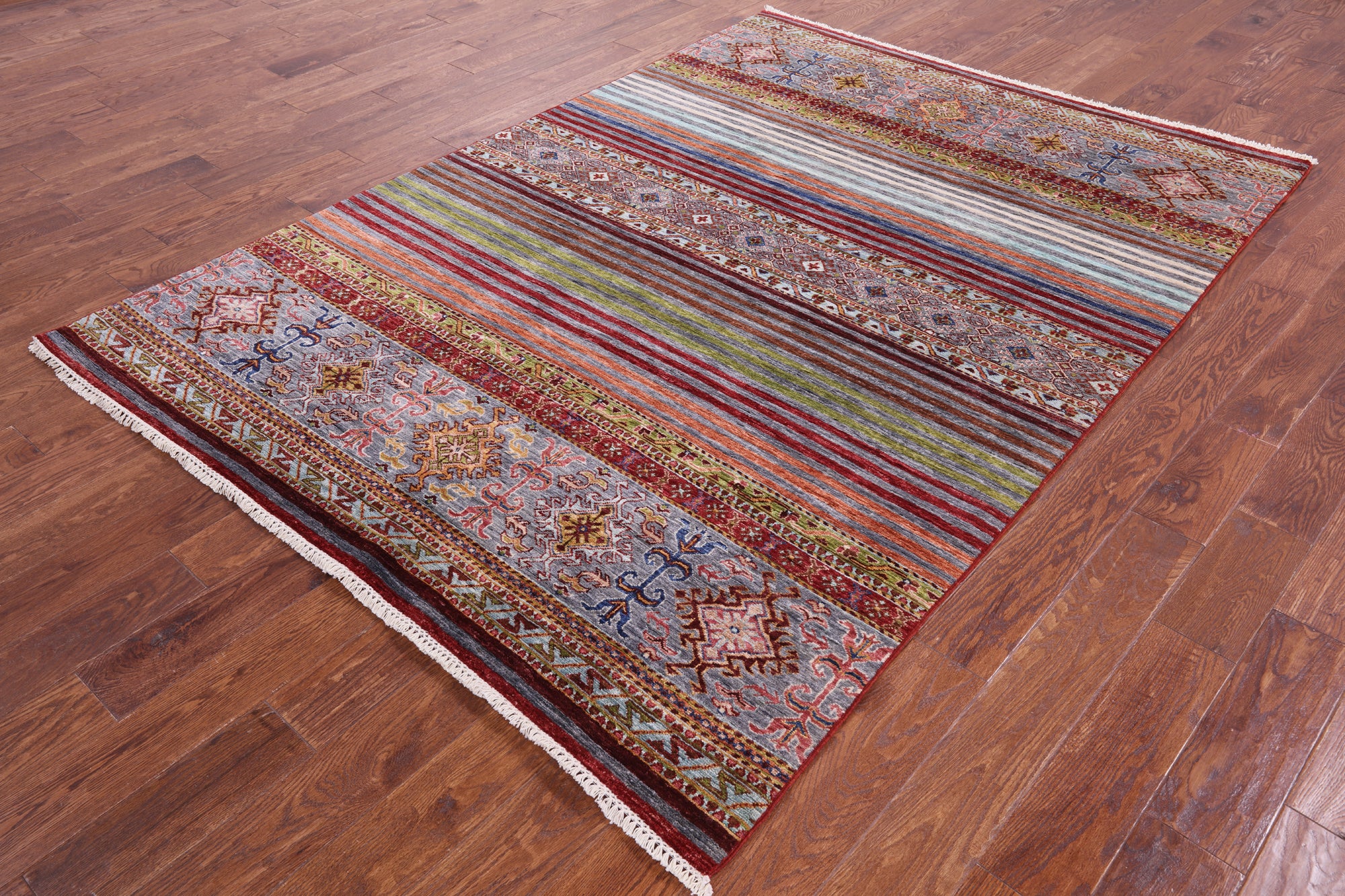 Khorjin Persian Gabbeh Hand Knotted Wool Rug - 5' 10" X 8' 1" - Golden Nile
