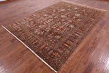 Brown Peshawar Hand Knotted Wool Rug - 7' 1" X 10' 2" - Golden Nile