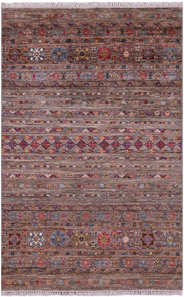 Khorjin Persian Gabbeh Hand Knotted Wool Rug - 3' 4" X 5' 3" - Golden Nile