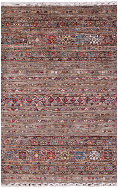 Khorjin Persian Gabbeh Hand Knotted Wool Rug - 3' 4" X 5' 1" - Golden Nile