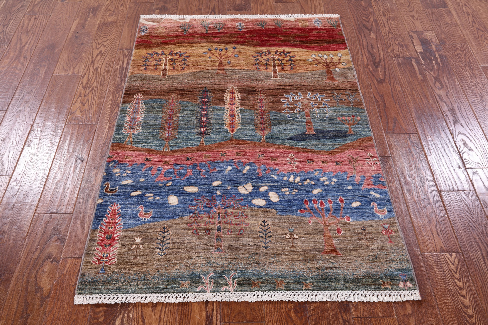 Tribal Persian Gabbeh Handmade Wool Rug - 3' 4" X 4' 10" - Golden Nile