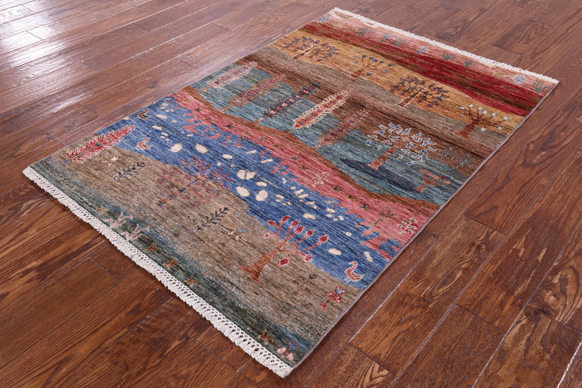 Tribal Persian Gabbeh Handmade Wool Rug - 3' 4" X 4' 10" - Golden Nile